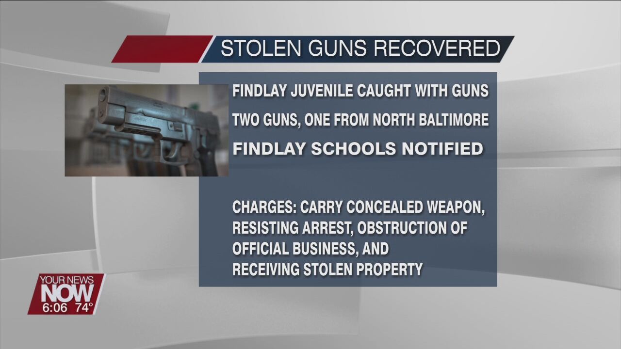 Juvenile caught with stolen handgun at Findlay restaurant